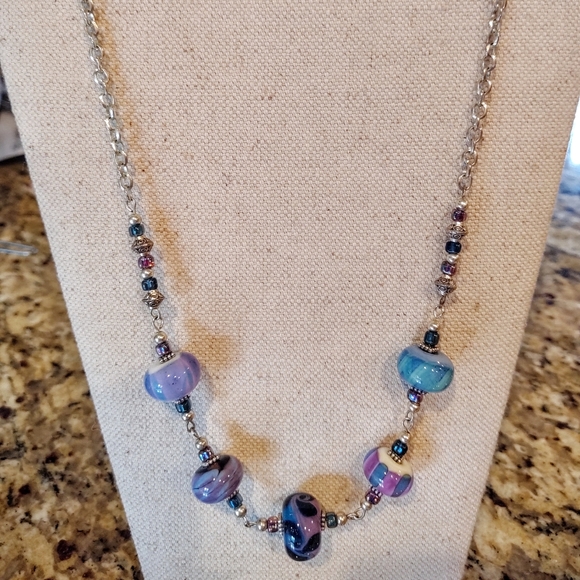 Jewelry - Sterling Silver handcrafted purple bead necklace